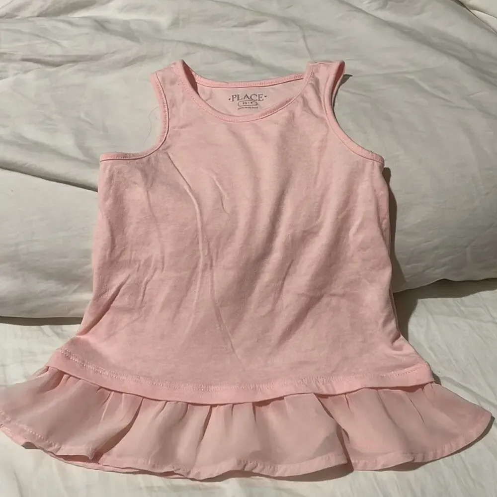 Children place xs 4 tank top ruffled chiffon hemline sheer pink blue nwot nwt